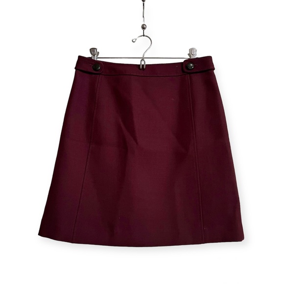 Brooks Brothers Burgundy Wool A-Line Skirt - Size 4 - Picture 1 of 12